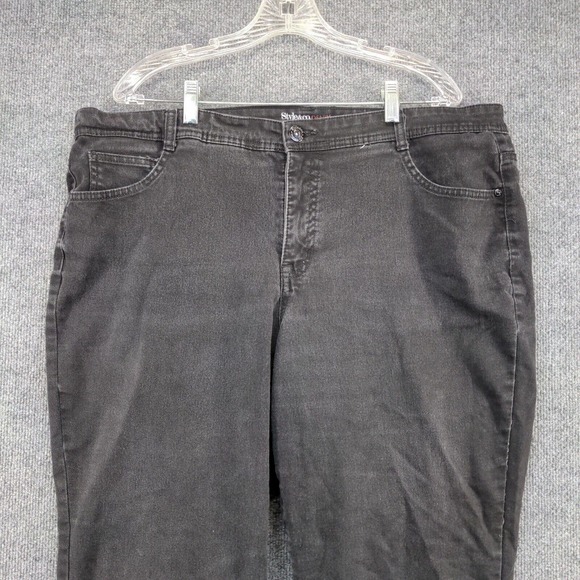 Style&Co. Denim Womens Tummy Control Slim Leg Straight Jeans Black Plus Size 20W - Picture 3 of 11